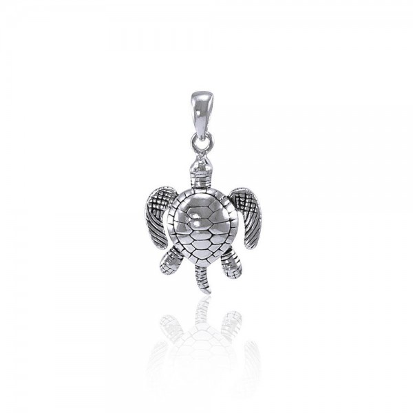 Sea Turtle of Good Luck ~ Sterling Silver Pendant Jewelry