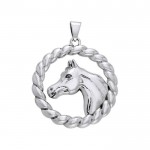 The Courageous Arabian Horse ~ Sterling Silver Rope Braid Pendant Jewelry