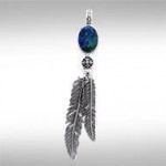 Turquoise Feather Talisman Pendant