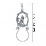 Baying Wolf Silver Charm Holder Pendant