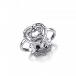 D’amour pur et sans fin ~ Celtic Knotwork Claddagh and Hearts Sterling Silver 2-en-1 Ring
