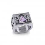 The Recovery with Fleur de lis Silver Signet Men Ring