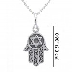 Silver Hamsa with Star of David Pendant and Chain Set