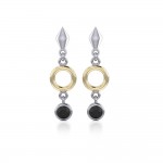 Black Magic Circle and Black Spinel Silver & Gold Earrings