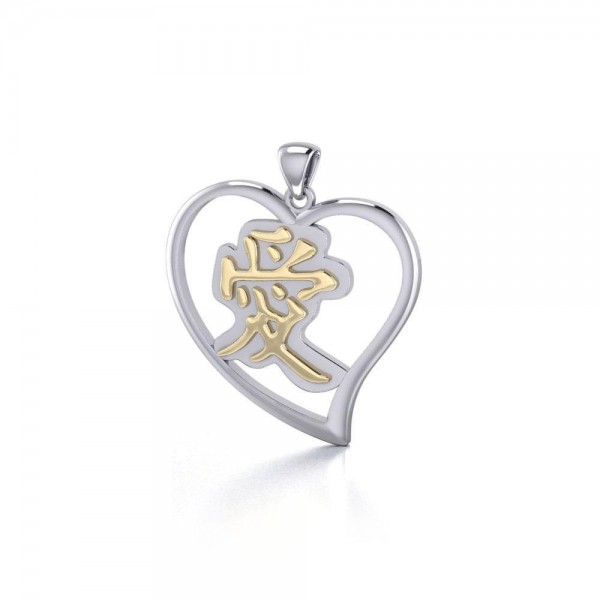 Love Feng Shui Heart Silver and Gold Pendant