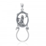 Baying Wolf Silver Charm Holder Pendentif