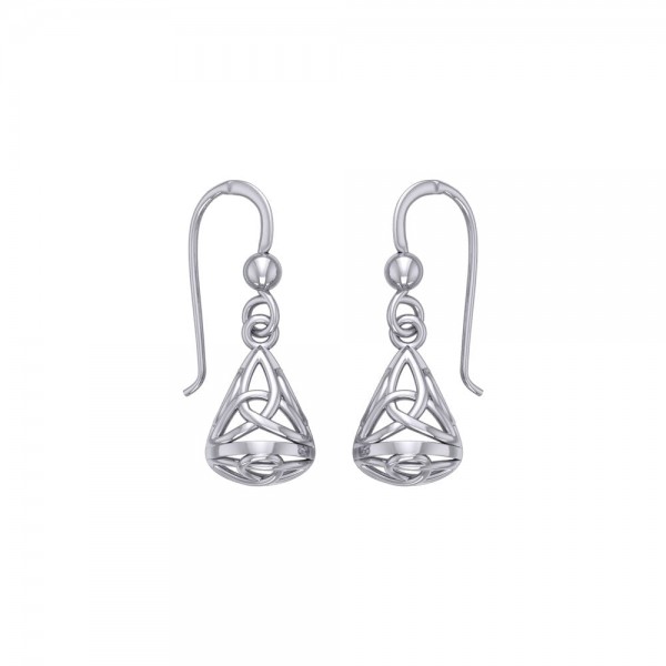 Celtic Knotwork Silver Triquetra Filigree Earrings
