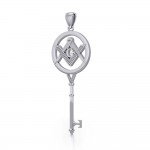 Masonic Compass Square Spiritual Enchantment Key Silver Pendant