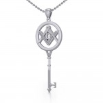 Masonic Compass Square Spiritual Enchantment Key Silver Pendant