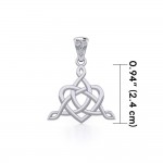 Celtic Father-Mother-Child Family A Born For Eternity Triquetra or Trinity Heart Silver Pendant