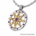 Wander through my compass Silver Pendant with gold accent and gemstone
