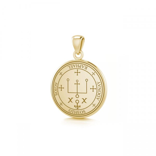 Sigil of the Archangel Raphael Small Solid Gold Pendant