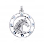 Friesian Horse and Gems Silver Pendant