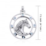 Friesian Horse and Gems Silver Pendant