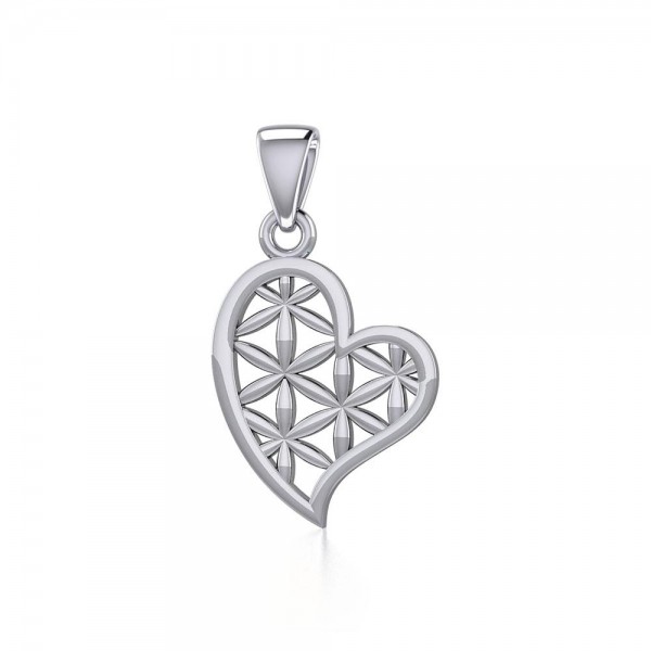 Silver Heart with Flower of Life Pendant