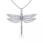 The Celtic Dragonfly with Om Symbol Silver Pendant