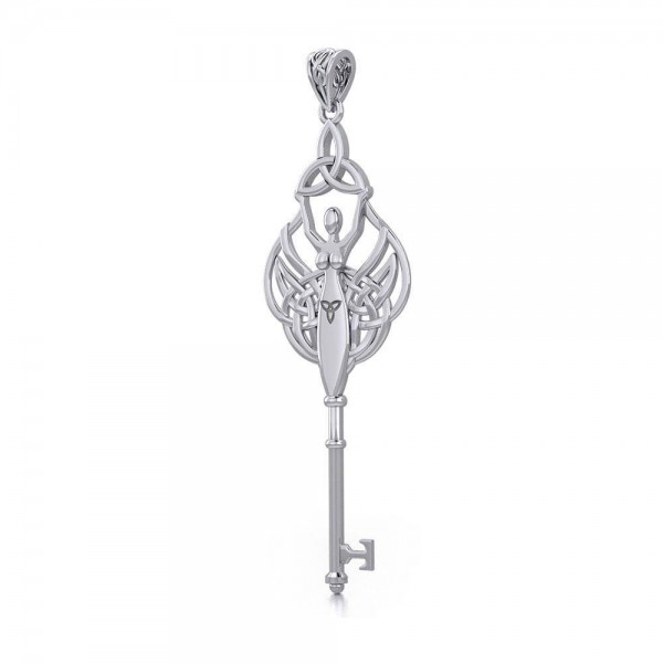 Celtic Trinity Goddess Spiritual Enchantment Key Silver Pendant