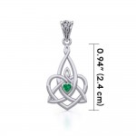 Celtic Motherhood Triquetra or Trinity Heart Silver Pendant With Gem