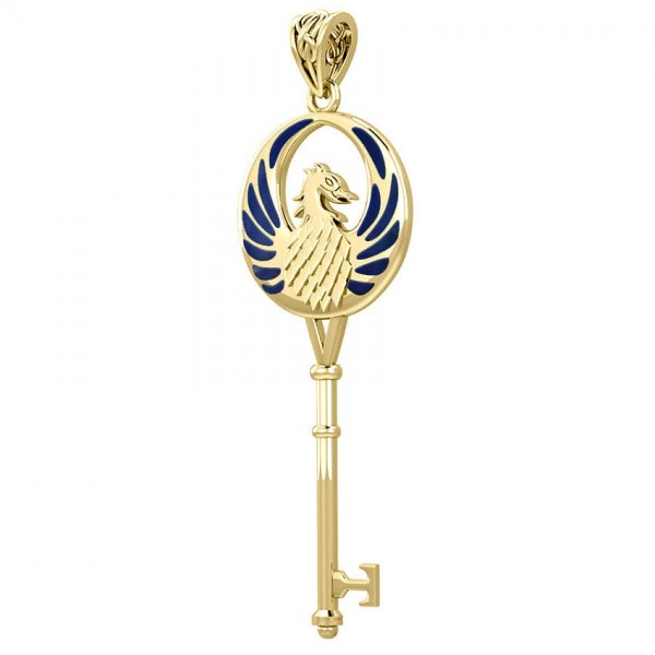 Phoenix Spiritual Enchantment Key Solid Gold Pendant