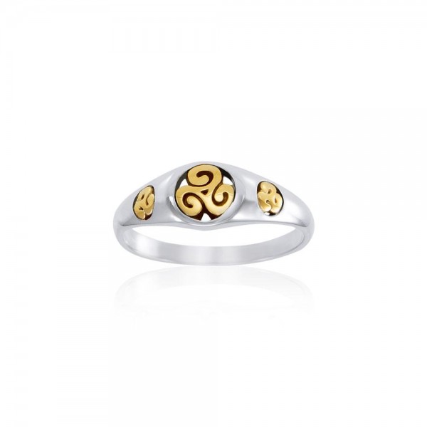 Triskelion Spiral Silver and Gold Ring