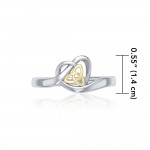 Heart with Celtic Trinity Knot Silver and Gold Ring