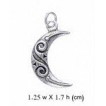 Celtic Spiral Crescent Moon Charm