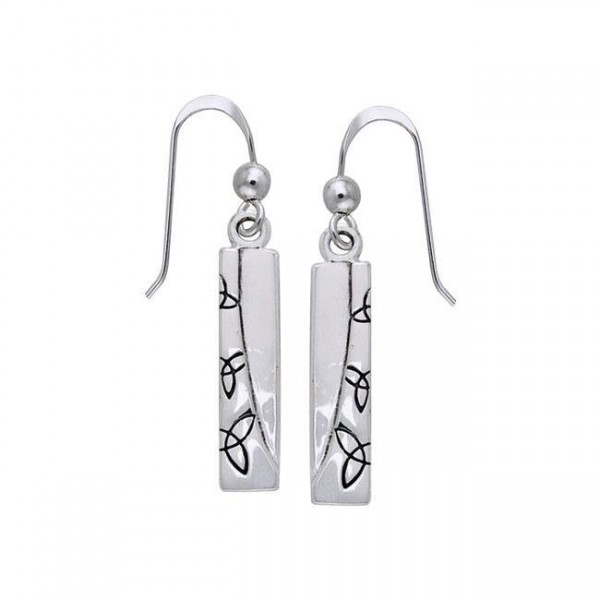 Celtic Trinity Knot in Rectangle Shape Silver Earrings
