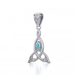 Celtic Motherhood Triquetra or Trinity Knot Silver Pendant With Gem
