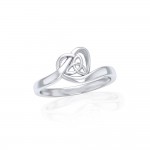 Heart with Celtic Trinity Knot Silve Ring