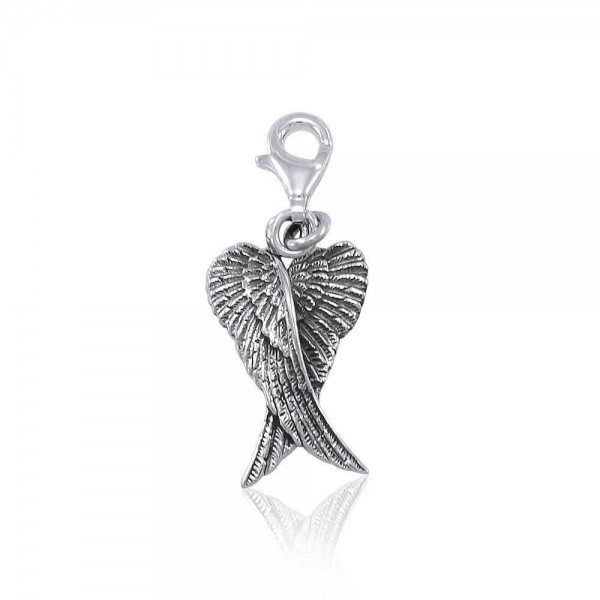 Angel Wings Silver Clip Charm