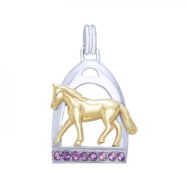Horse and Stirrup Silver & Gold Pendant