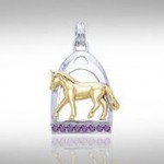 Horse and Stirrup Silver & Gold Pendant