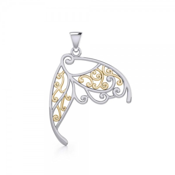Butterfly Wing Silver and Gold Pendant