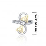 Celtic Trinity Knot Spiral Silver and Gold Ring