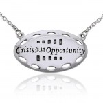 Empowering Words Crisis is Opportunity Silver Necklace