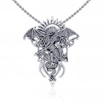 Dragon celtique en mystère ~ Pendentif de bijoux en argent sterling