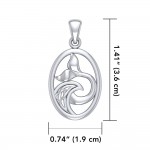 Sterling Silver Oval Whale Tail Pendant with Celtic Wave