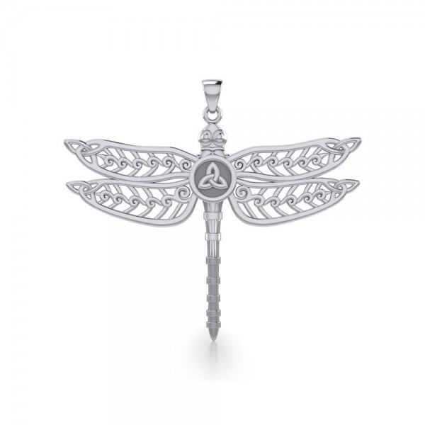 The Celtic Dragonfly with Trinity Knot Silver Pendant