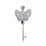 Celtic Butterfly Spiritual Enchantment Key Pendentif en argent avec gemme