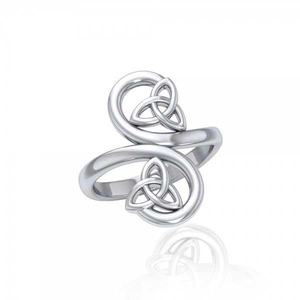 Celtic Trinity Knot Spiral Silver Ring