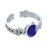 Celtic Knot Spiral Cuff Bracelet with Natural Lapis
