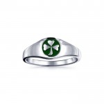 Celtic Shamrock Silver Ring with Enamel