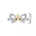 Celtic Trinity Knot on Ribbin Silver and Gold Ring