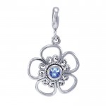 Blooming Flower Silver Pendant with Gem