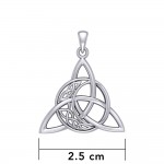Triquetra and Celtic Crescent Moon Silver Pendant