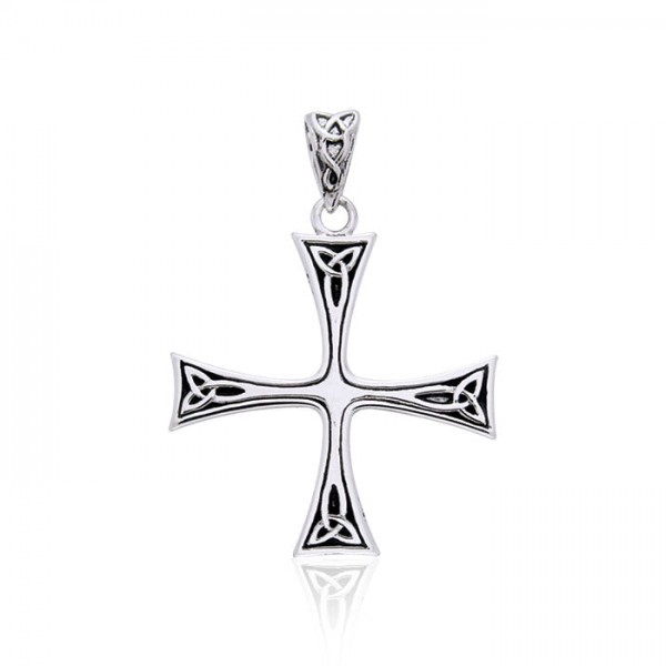Celtic Trinity Knot Cross Silver Pendant