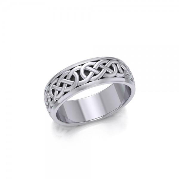 Celtic Knotwork Silver Spinner Band Ring