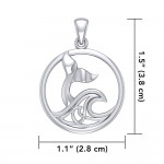 Sterling Silver Round Whale Tail Pendant with Celtic Wave