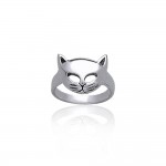 Lift up your playful spirits ~ Sterling Silver Cat Mask Ring