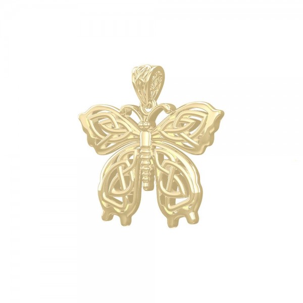 Celtic Butterfly Solid Gold Pendant